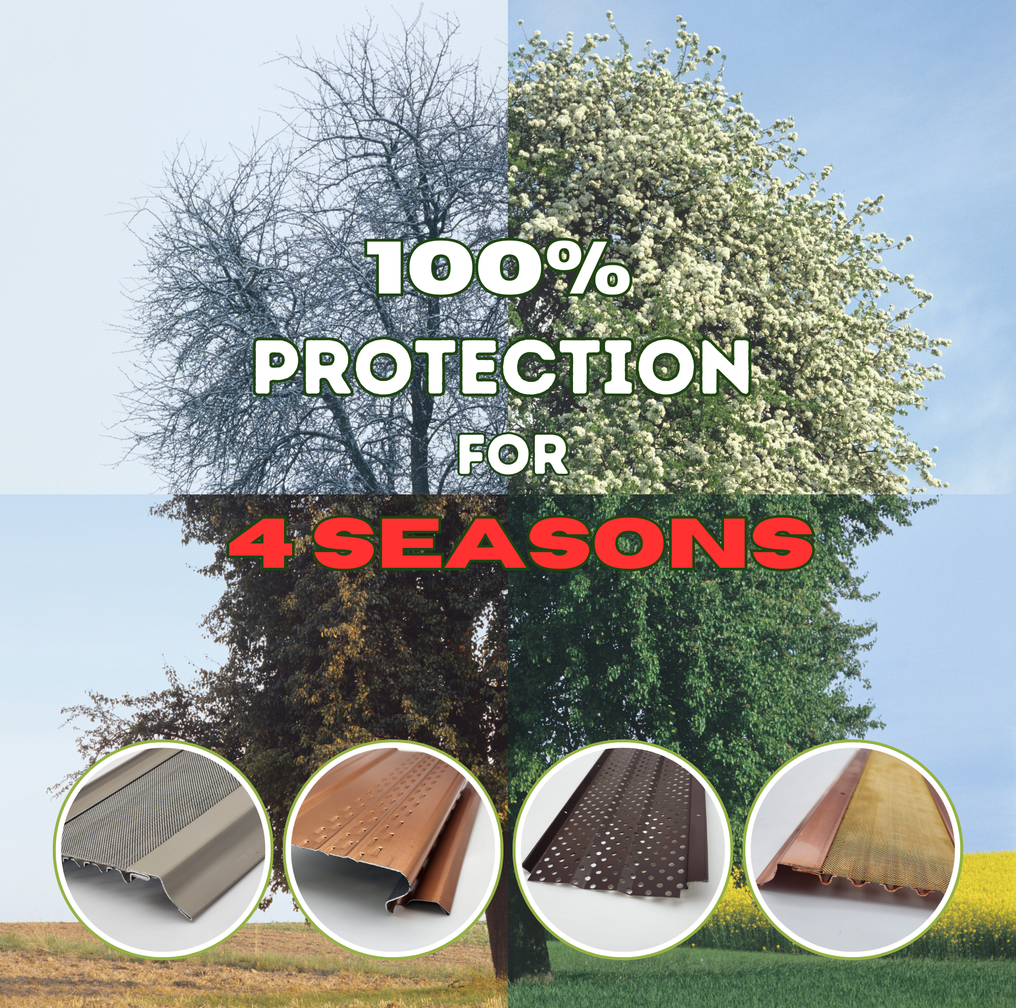 100%PROTECTION FOR 4 SEASONS Half Round Pro Gutter Guards Copper
